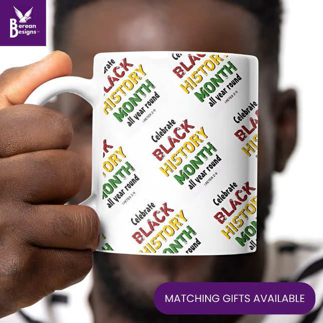 SCHWARZE GESCHICHTE MONAT Motivierend BHM Jumbo-Tasse (Stylish BLACK HISTORY MONTH mug to celebrate African American Caribbean history.)