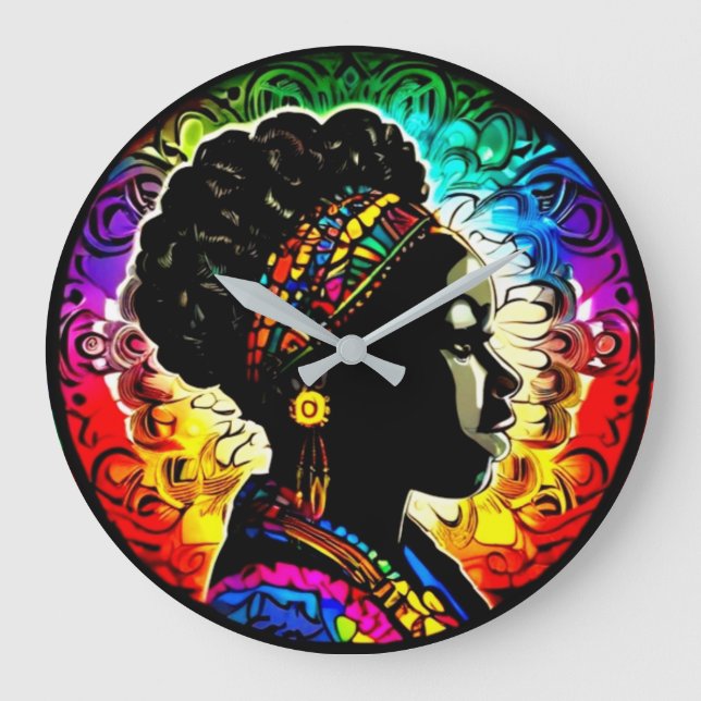 Schwarze Geschichte Monat niedliche Frauenmauer Uh Große Wanduhr (Vorderseite)