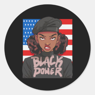 Schwarze Geschichte Monat Panther Party Afro Hair Runder Aufkleber