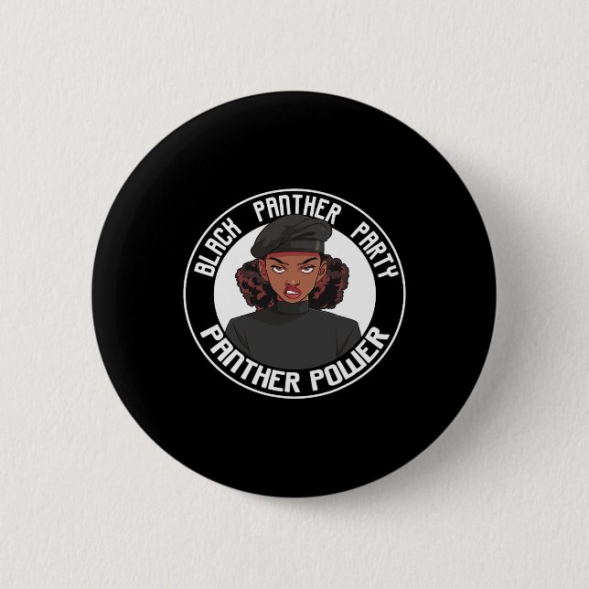 Schwarze Geschichte Monat Panther Party Logo Afro  Button (Vorderseite)