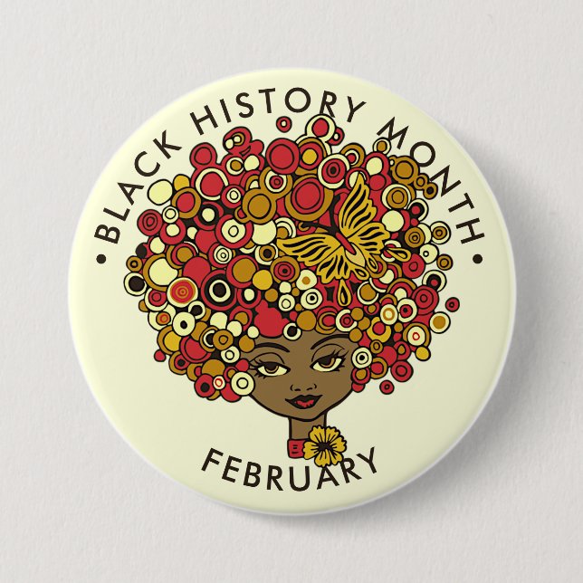 Schwarze Geschichte Monat, schöne Frau Retro Button (Vorderseite)