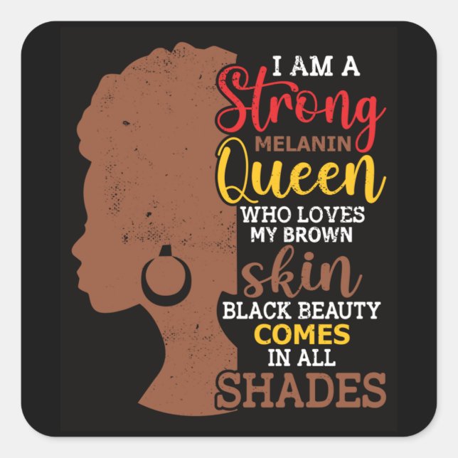 Schwarze Geschichte Monat Schwarze Frau Afro Quadratischer Aufkleber (Vorderseite)