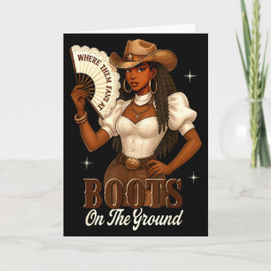 Schwarze Geschichte Stiefel Am Boden Cowgirl Weste Karte