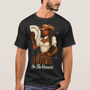 Schwarze Geschichte Stiefel Am Boden Cowgirl Weste T-Shirt