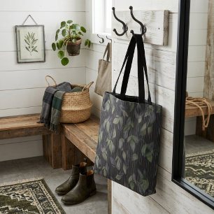 Schwarze gewebte Blätter und Streifen Tasche