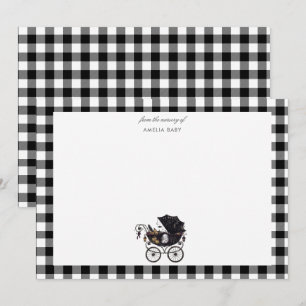 Schwarze Gingham-Halloween-Baby-Party Mitteilungskarte