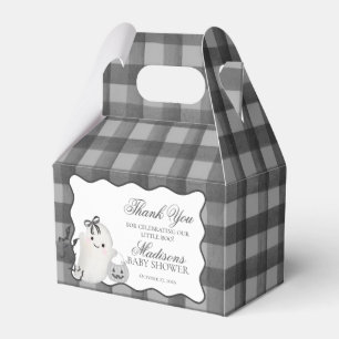 Schwarze Gingham Little Boo Geist Baby Shower Gieb Geschenkschachtel