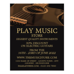 Schwarze Gitarre, Musikinstrumentenladen Flyer