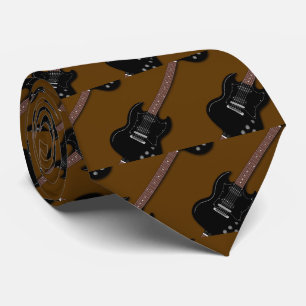 Schwarze Gitarren auf braunem Bandmitglied eines M Krawatte