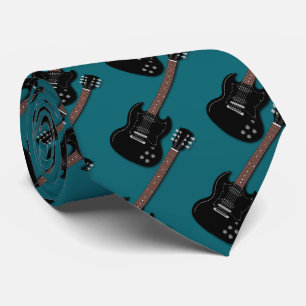 Schwarze Gitarren auf Türkis Musiker Bandmitglied Krawatte