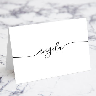 Schwarze Glam-Signatur-Einzel-Name-Place-Cards Tischnummer