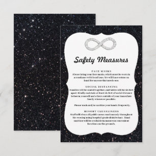 Schwarze Glitter-Diamant-Infinität-Sicherheitsmaßn Begleitkarte