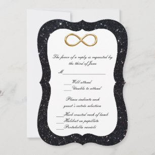 Schwarze Glitter Gold Infinity-Antwortkarte Einladung