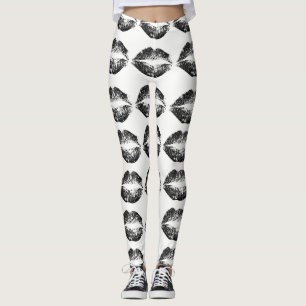 Schwarze Glitter-Lippen Leggings
