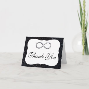 Schwarze Glitter Silber Infinity Dankeschön-Karte Dankeskarte