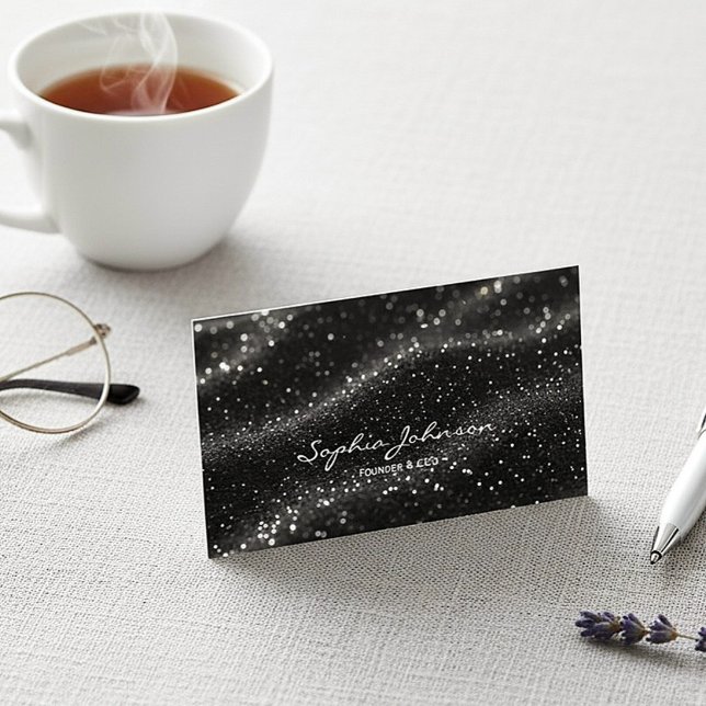 Schwarze Glitter Visitenkarte (Von Creator hochgeladen)