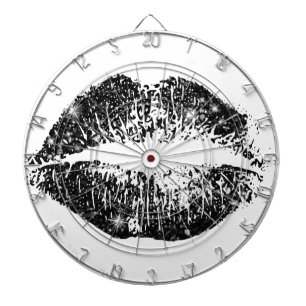 Schwarze Glitzer-Lippen Dartscheibe