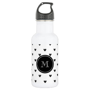 Schwarze Glitzer mit Monogramm Trinkflasche