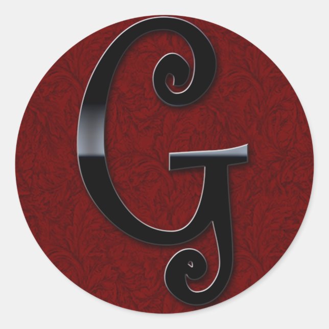 Schwarze Gloss Monogram - G Runder Aufkleber (Vorderseite)