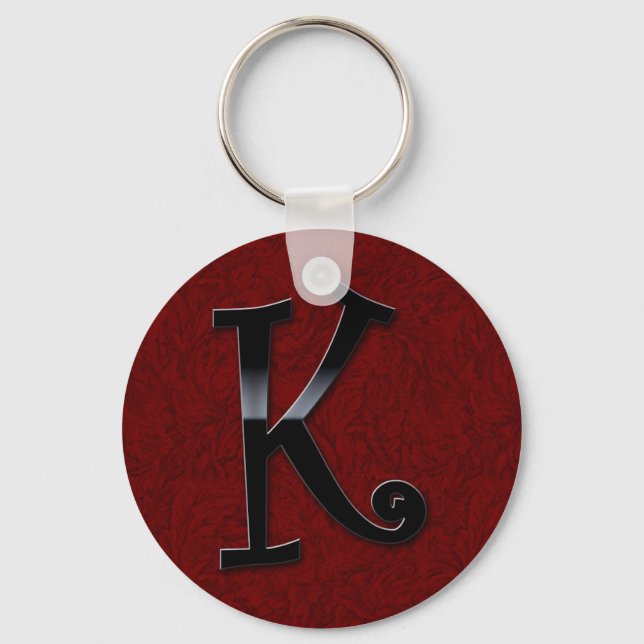 Schwarze Gloss Monogram - K Schlüsselanhänger (Vorderseite)