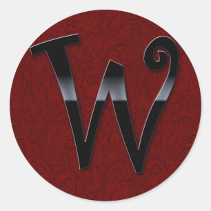 Schwarze Gloss Monogram - W Runder Aufkleber