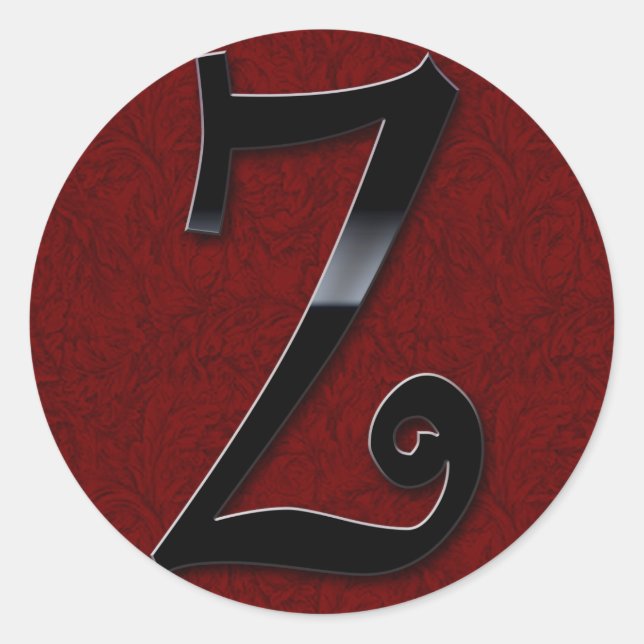 Schwarze Gloss Monogram - Z Runder Aufkleber (Vorderseite)
