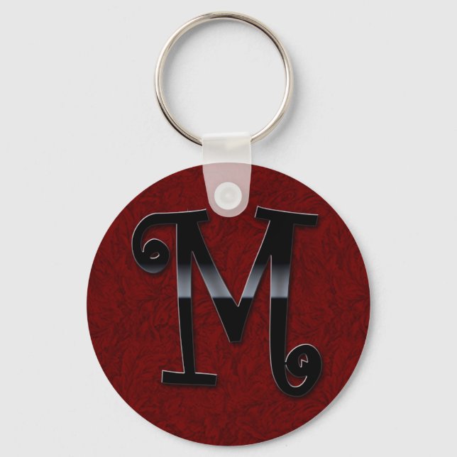 Schwarze Gloss Monogramm - M Schlüsselanhänger (Vorderseite)