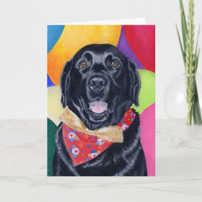 Schwarze glückliche Birthay Malerei Labradors Karte (Vorderseite)