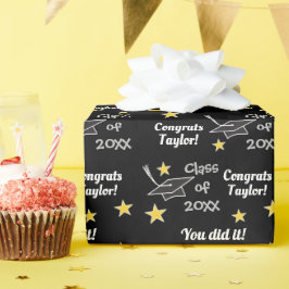 Schwarze Glückwunsch Grad benutzerdefinierte Jahr  Geschenkpapier