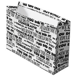 Schwarze Glückwünsche Text Pattern auf Weiß Große Geschenktüte