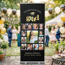Schwarze Gold-Abschluss-K–12-Fotocollage-Mütze Bol