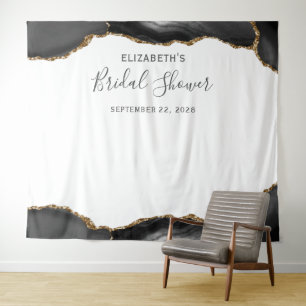 Schwarze Gold-Achat-Junggesellinnen-Abschied-Fotoa Wandteppich