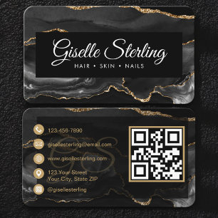 Schwarze Gold-Achat-Luxus-QR-Code Visitenkarte