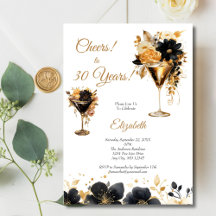 Schwarze Gold-Cocktails Getränke Florals 30. Gebur