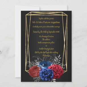 SCHWARZE GOLD ELEGANTE RAHMEN BOUQUET WEDD EINLADUNG