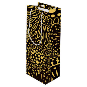 Schwarze Gold Ethnische Blumenwein-Geschenktasche Geschenktüte Für Weinflaschen