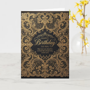 Schwarze Gold-Filigran-Spitze elegante Geburtstags Karte