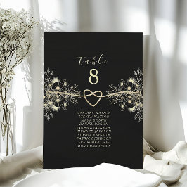 Schwarze Gold Floral Hochzeitskarte