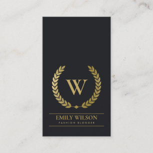SCHWARZE GOLD FLORAL LAUREL WREATH ERSTE MONOGRAMM VISITENKARTE