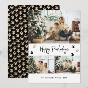 Schwarze Gold-Fotocollage Frohe Pawlidays Feiertagskarte