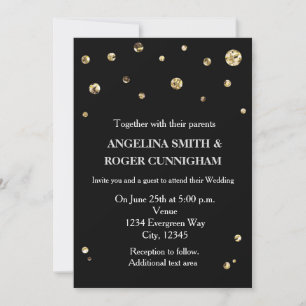 Schwarze & Gold Glitter Moderne Hochzeitseinladung Einladung