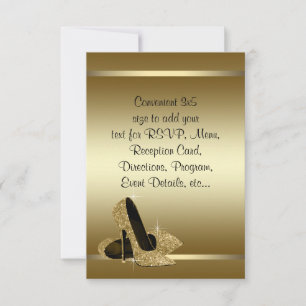 Schwarze Gold High Heels RSVP Karte