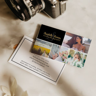 Schwarze Gold Hochzeitsfotograf Collage Visitenkarte
