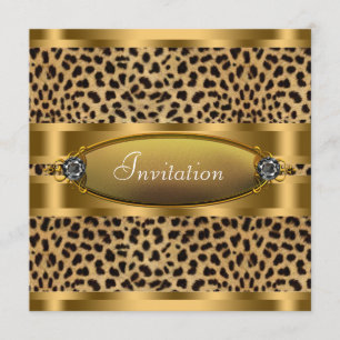 Schwarze Gold Leopard Party Einladung