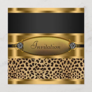 Schwarze Gold Leopard Party Einladung