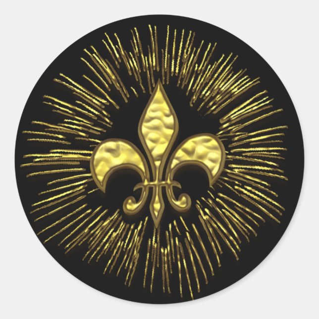 Schwarze Gold-Lilie mit Sparks Runder Aufkleber (Vorderseite)