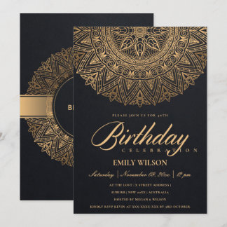 SCHWARZE GOLD MANDALA JEDES JAHR 65. GEBURTSTAG EINLADUNG