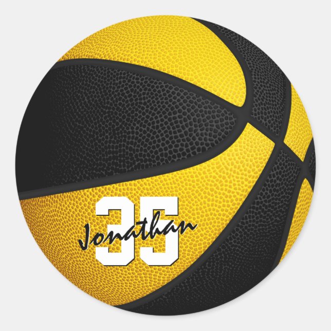 Schwarze Gold Mannschaft Basketball-Girls Runder Aufkleber (Vorderseite)