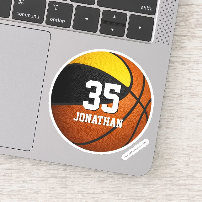 Schwarze Gold Mannschaft Farbe Basketball Aufkleber (Detail)