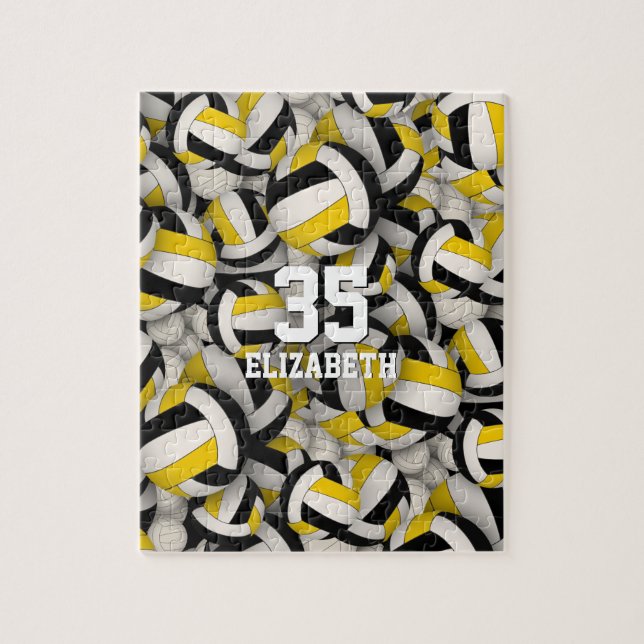 Schwarze Gold Mannschaft farbige Jungs Volleyball (Vertikal)